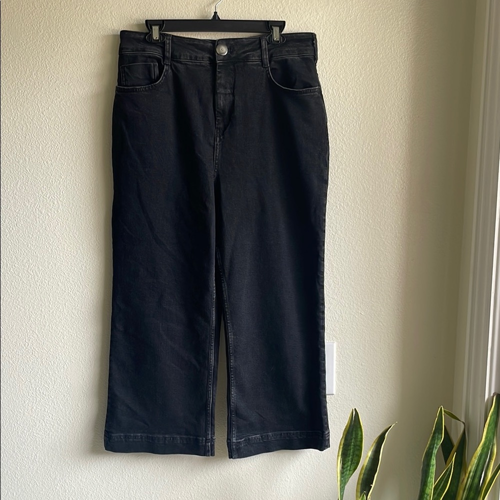 Anthropologie Pilcro The Skipper High-Rise Crop Wide-Leg Jeans Black 31 - Picture 5 of 10